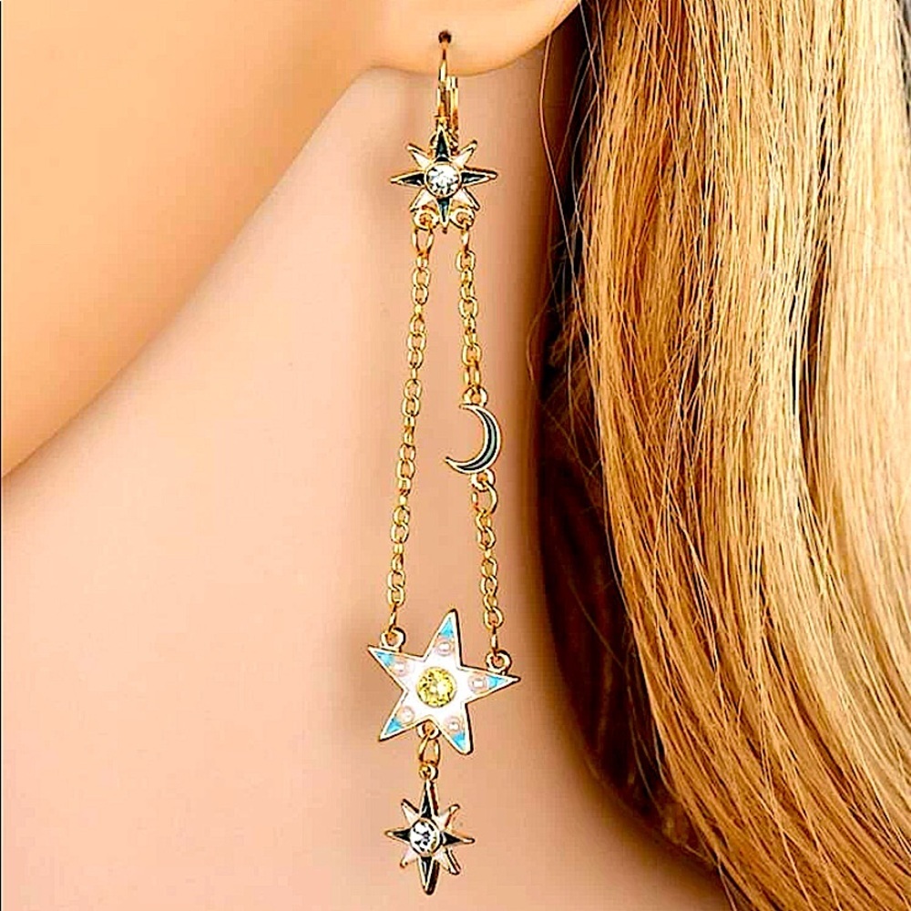 2 FOR $20 Boho Gold North Star Moon Dangle Drop Earrings